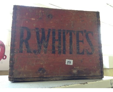 An R Whites pine bottle crate.