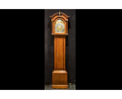 antique English longcase clock with case in oak and mahogany and with a "John ... - Sunderland" signed face || Antieke Engels