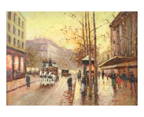 20th Cent. presumably French oil on canvas - signed R. Martin || MARTIN R. olieverfschilderij op doek : "Geanimeerd zicht van