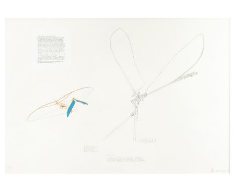 quite large "Umbilly" lithograph (paper on canvas) dd 1976 - signed Panamarenko || PANAMARENKO (PS VAN VAN HERREWEGHE HENRI )