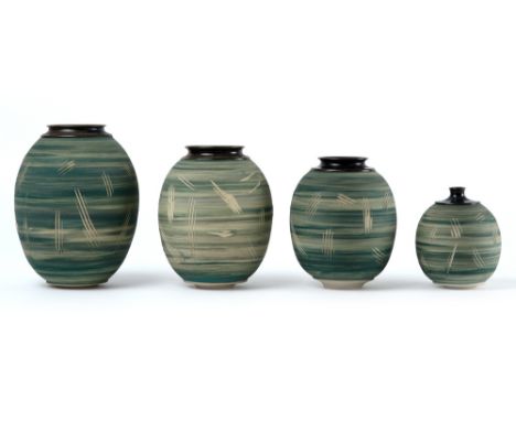 four small vases in ceramic by Erik Baeten &amp; Kris Nolmans of which three are marked || ERIK BAETEN &amp; KRIS NOLMANS (20