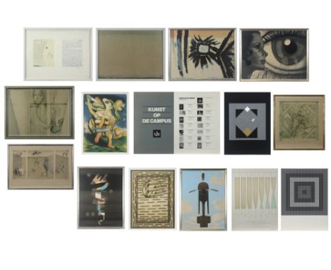 20th Cent "Art on the Campus" portfolio dd 1978 with 10 lithographs and 4 screenprints by different Belgian artists - all sig