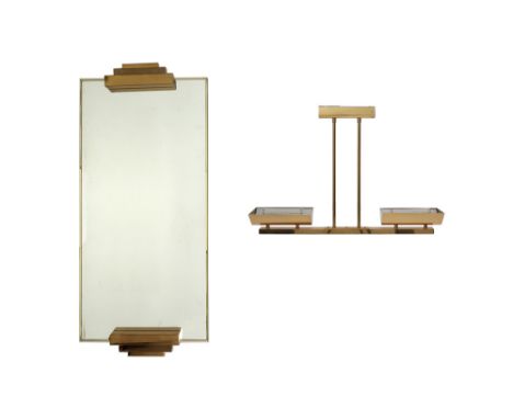 seventies' Belgian Belgochroom design set with a mirror and an up-lighter || BELGOCHROOM seventies' design ensemble van een u