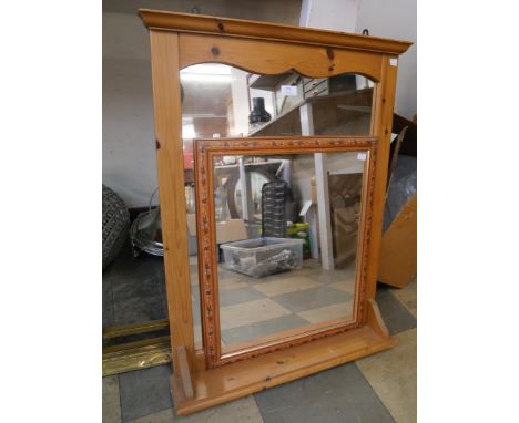 A pine wall hanging mirror and one other 