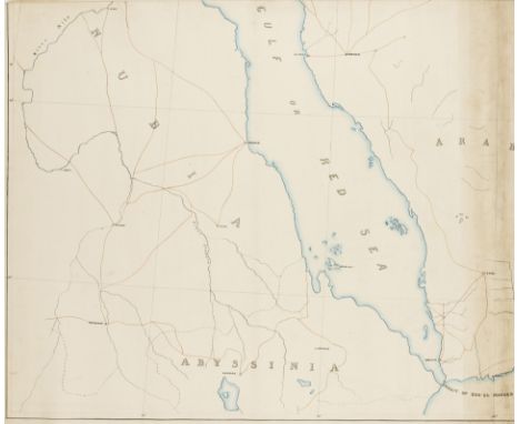 Arabian Peninsula.- Wyld the Younger (James, cartographer and geographical publisher, 1812-1887) [Three-part manuscript map o