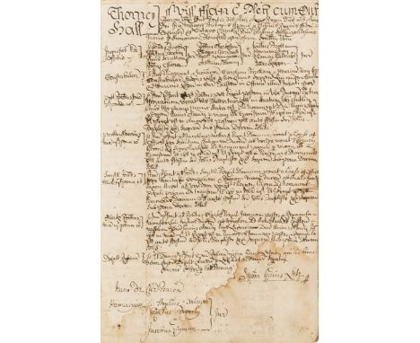 Suffolk.- Thorney Hall Manor Court Book, manuscript in Latin and English, in several hands, 361pp., ruled in red, printed adv