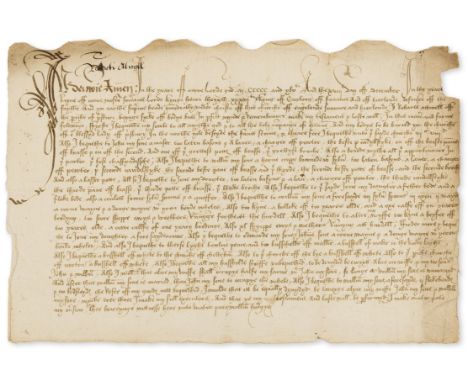 Tudor Will.- Last Will and Testament of Robertt Atwell of Prestbury, near Cheltenham, Gloucestershire, manuscript in Tudor En