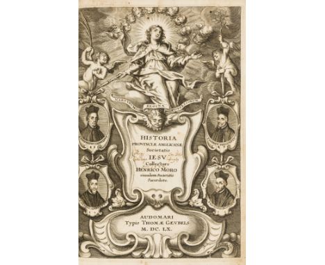 More (Henry) Historia Missionis Anglicanae Societatis Iesu, first edition, additional engraved title incorporating four portr