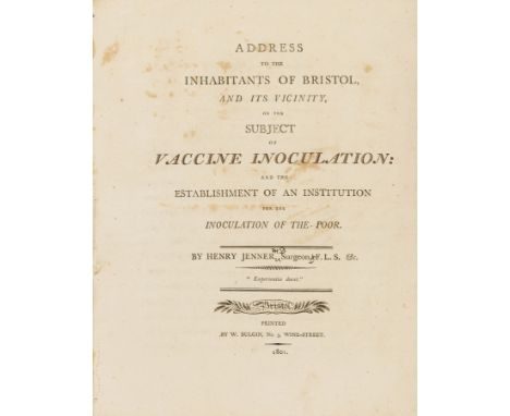 Smallpox.- Jenner (Henry) An Address to the Public on the Advantages of Vaccine Inoculation: with the Objections to it Refute