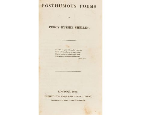 Shelley (Percy Bysshe) Posthumous Poems, [edited by Mary Shelley], first edition, first issue without errata slip, title ligh