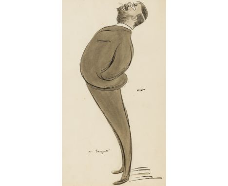 δ Beerbohm (Max) Mr. Sargent, pen and ink with grey wash over traces of pencil on laid paper, signed in the centre right and 
