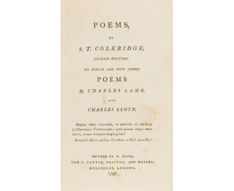 Coleridge (Samuel Taylor) Poems...to which are now added Poems by Charles Lamb, and Charles Lloyd, without the very rare erra