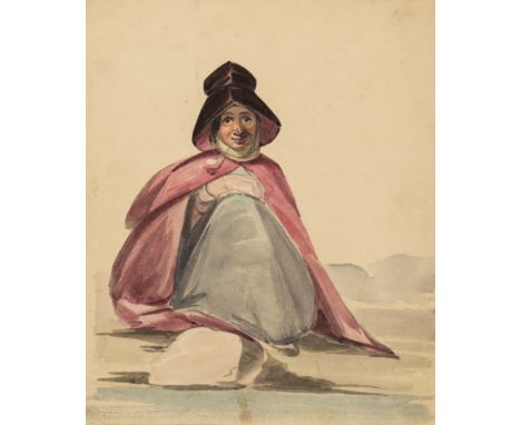 Catlin (George, 1796-1872) Portrait of a seated lady wearing a hat and smoking a pipe, possibly Clara Bartlett Gregory Catlin