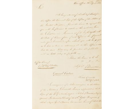 British Army.-  General Orders from the War Office on various military matters, manuscript copy letter book, in several diffe