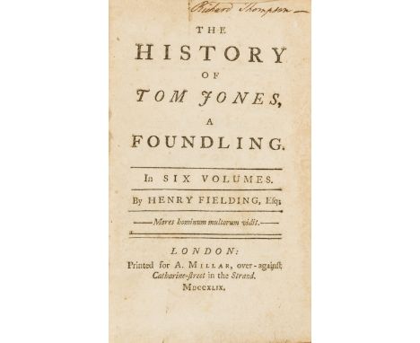 Fielding (Henry) The History of Tom Jones, a Foundling, 6 vol., first edition, first issue with errata in vol. I, vol. I B9-1