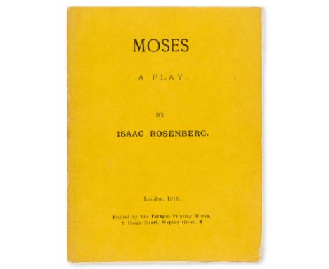 Rosenberg (Isaac) Moses. A Play, first edition, a few neat manuscript corrections to text, original yellow wrappers, some lig