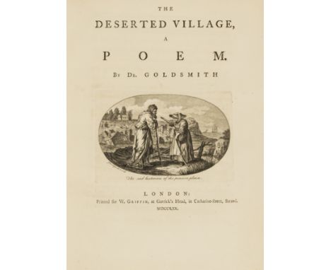 On thick paper.- Goldsmith (Oliver) The Deserted Village, a Poem, half-title, title with fine engraved vignette, offsetting o