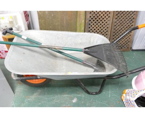 Alloy wheelbarrow and garden tools