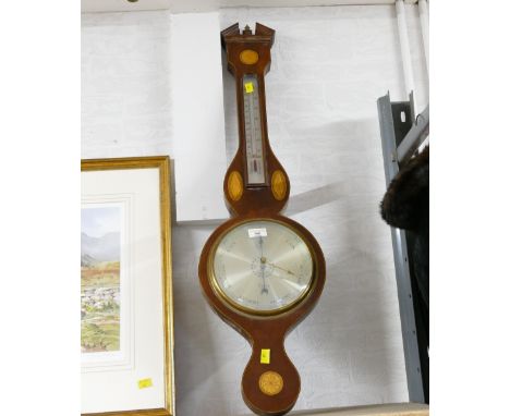 Shell inlaid barometer by Holborn, measuring 94 cm 