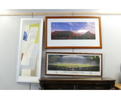 Framed print of Table Mountain, Cape Town, South Africa, Celtic Football Club picture and abstract print by Ben Nicholson 