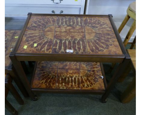 Two tier tile topped vintage retro trolley (matches Lot 443)