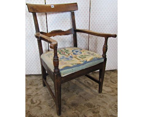 A Regency countrymade elbow chair principally in ashwood with hand worked tapestry seat together with a reproduction oval sha