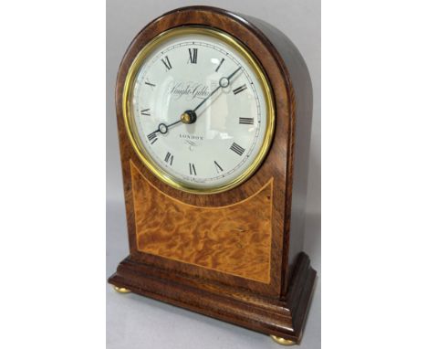 Good quality contemporary mantle clock by Knight &amp; Gibbons, with convex enamel dial and eight day timepiece, the case wit
