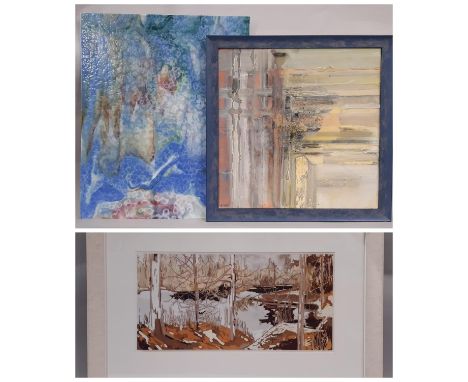 Three Contemporary Artworks by Different Artists to Include: Barbara Phelps - 'Number Six' abstract mixed media on board, sig