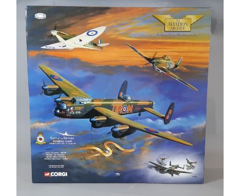 Corgi Aviation Archive 'The Battle of Britain Memorial Flight' boxed set AA32602 comprising 3 WW2 model planes 1:72 scale, li