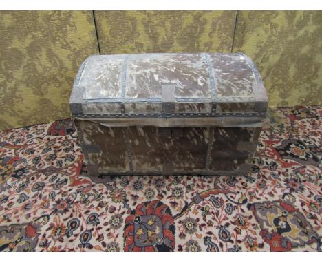 A Georgian travelling trunk with pony skin finish, bearing the retailers label Denny Sadler (Harness and Trunk Maker) For Hom