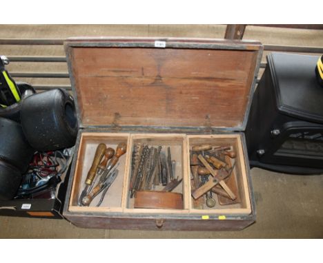 A carpenters tools chest and contents 