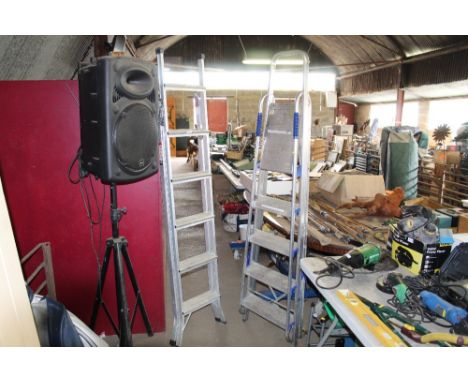 An aluminium step ladder and one other aluminium step ladder