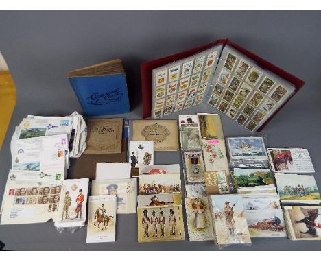 Lot to include postcards, cigarette cards, first day covers and similar.