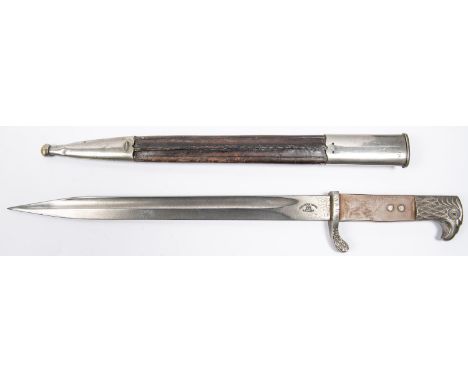 A Third Reich Police dress sidearm, the plated 13" blade by Alexander Coppel, Solingen, the hilt of nickel silver with eagle 