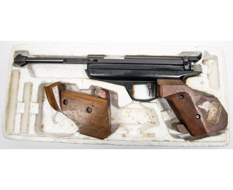 A .177" Feinwerkbau Model 80 side lever Match Target Air pistol, number 210964, with walnut grips. GWO &amp; clean condition 