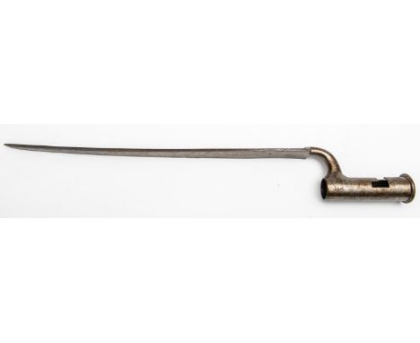 A Brown Bess triangular socket bayonet, blade 15¾" with traces of ordnance mark, 4" socket, GC. £50-70 