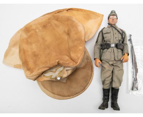 A Third Reich "Hermann Meyer" Luftwaffe tropical peaked cap, with machine stitched BeVo eagle and cockade on triangular and r