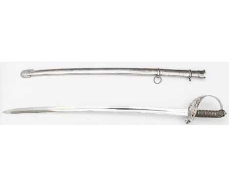 A post 1902 1888 pattern Household Cavalry Trooper's sword, blade 34" with worn ordnance inspector's marks, with wire bound s