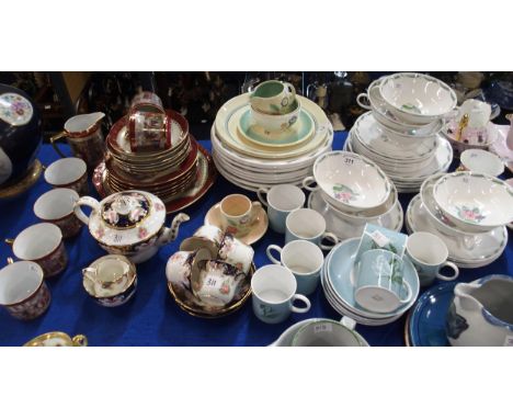 A Susie Cooper Fragrance pattern part dinner service and assorted coffee wares, a Czechoslovakian porcelain teaset with Angel