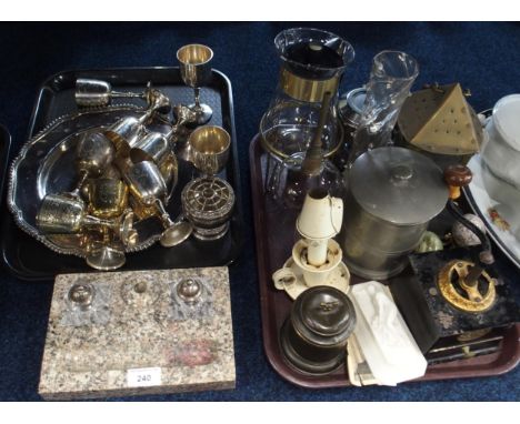 A granite desk stand, assorted EPNS, a coffee grinder, a hall lantern and other items Condition Report:No condition report av
