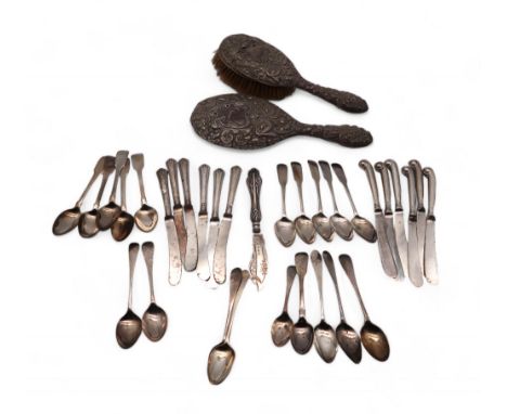 A collection of silver including a set of four Georgian Scottish silver teaspoons,&nbsp;Alexander Zeigler, Edinburgh, a set o