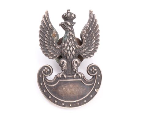 A Free Polish army nickel / electroplate cap badge, converted from "blades" to screw post fixing, 55 mm