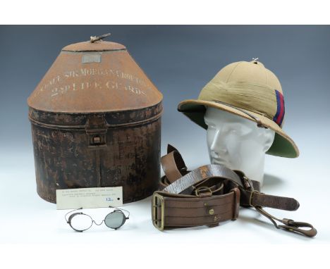 An early 20th Century 2nd Life Guards officer's Wolseley pattern helmet by Hawkes &amp; Co, bearing silk pagri flashes, in a 