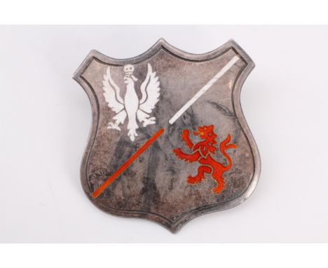 A 1941 Free Polish Army troops in Scotland enamelled silver badge, J R Gaunt, Birmingham, 1941, 39 mm