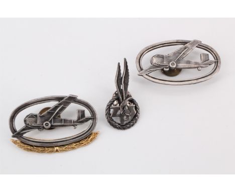 A Free Polish Army paratroop veteran's badge together with replica glider troop badges