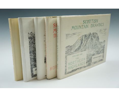 A Wainwright, "Scottish Mountain Drawings", Westmorland Gazette, Kendal, first five volumes, 18 cm x 24 cm