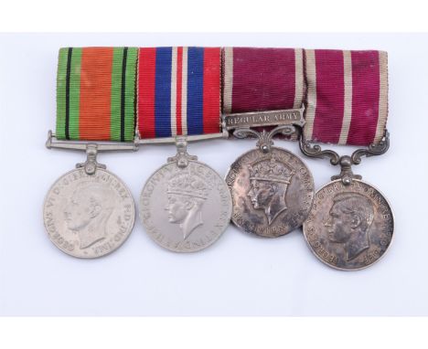 A George VI army long and meritorious service medal group, comprising Defence and War Medals, with LS&amp;GC and MSM to 26057