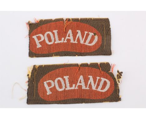 A pair of Free Polish army machine woven shoulder titles