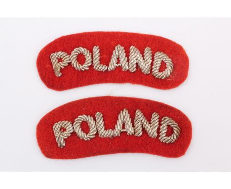 A pair Free Polish army bullion embroidered shoulder titles