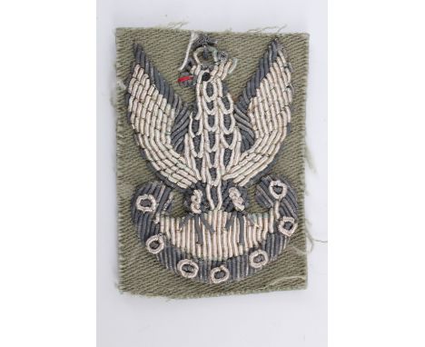 A Free Polish Army bullion embroidered cap badge